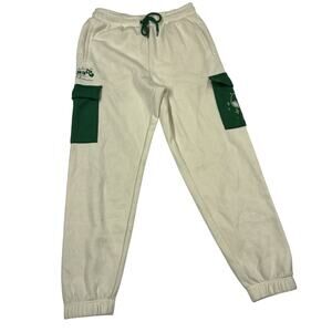 Peanuts Snoopy Cream Green Cargo Sweatpants Embroidered Loungewear Size Medium